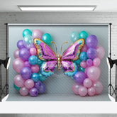 Lofaris Simple Balloon Butterfly Birthday Cake Smash Backdrop